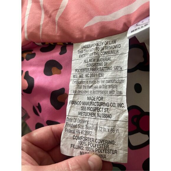 New Hello Kitty Kids Pink Floral Comforter Cover Twin Full - Picture 11 of 12